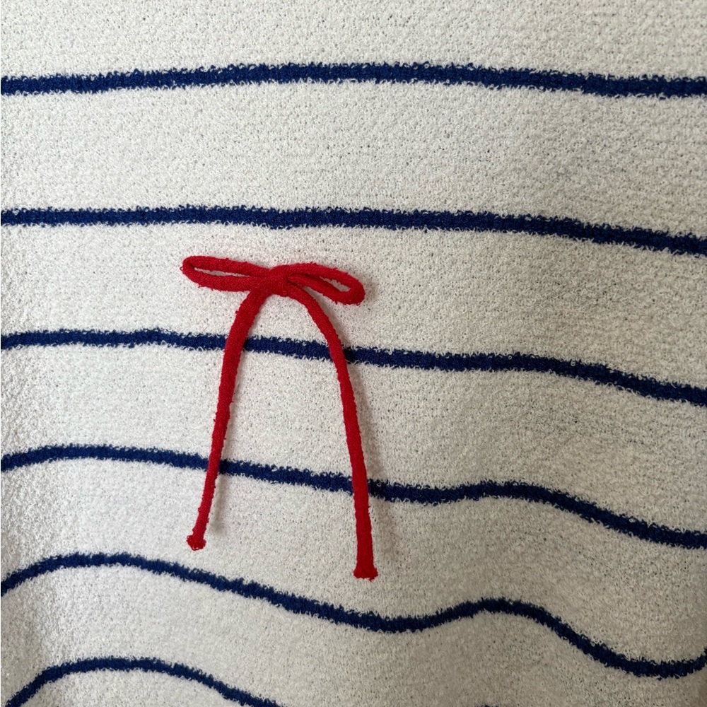 NWT Anniewear Bow Short Sleeve Sweater Red White Blue - Picture 4 of 6